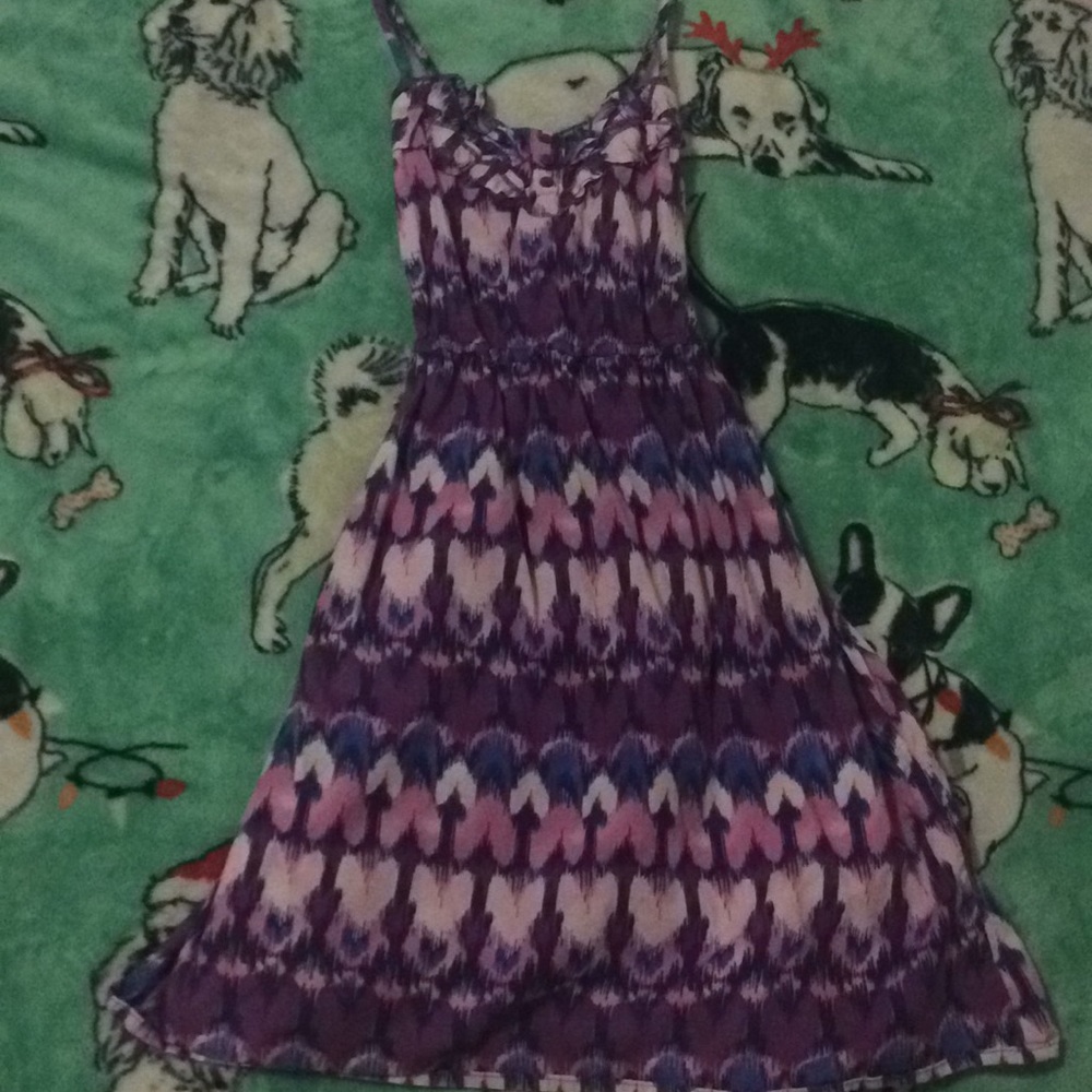 Different shades of purple with blue dress